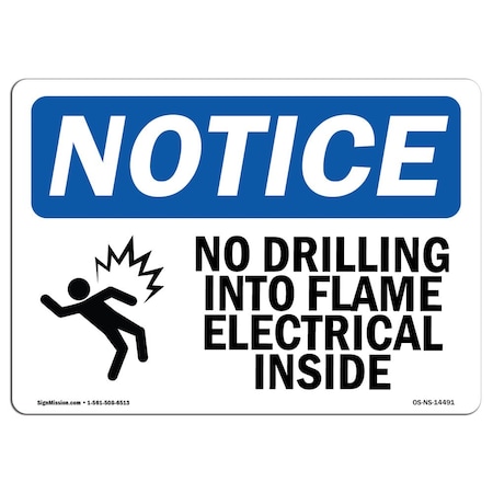 Signmission OSHA Notice Sign, 7" H, Rigid Plastic, No Drilling Into Frame Electrical Sign With Symbol, Landscape OS-NS-P-710-L-14491